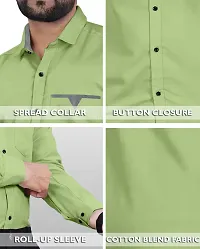 Stylish Light Green Cotton Blend Solid Long Sleeves Casual Shirt For Men-thumb3