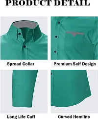 Stylish Green Cotton Blend Solid Long Sleeves Casual Shirt For Men-thumb4