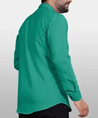 Stylish Green Cotton Blend Solid Long Sleeves Casual Shirt For Men-thumb1