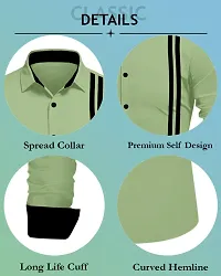 Stylish Light Green Cotton Blend Solid Long Sleeves Casual Shirt For Men-thumb4