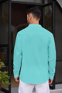 Reliable Turquoise Cotton Blend Solid Kurta For Men-thumb1