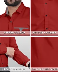 Stylish Red Cotton Blend Solid Long Sleeves Casual Shirt For Men-thumb3