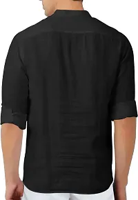 Reliable Black Cotton Blend Solid Kurta For Men-thumb4