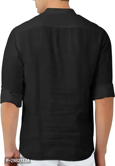 Reliable Black Cotton Blend Solid Kurta For Men-thumb5