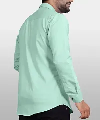 Stylish Light Blue Cotton Blend Solid Long Sleeves Casual Shirt For Men-thumb1