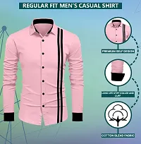 Stylish Pink Cotton Blend Solid Long Sleeves Casual Shirt For Men-thumb1