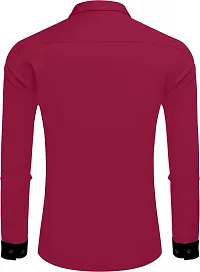 Stylish Pink Cotton Blend Solid Long Sleeves Casual Shirt For Men-thumb1