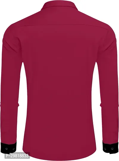 Stylish Pink Cotton Blend Solid Long Sleeves Casual Shirt For Men-thumb2