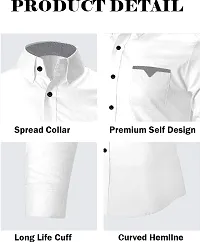 Stylish White Cotton Blend Solid Long Sleeves Casual Shirt For Men-thumb4