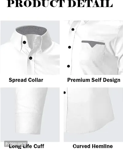 Stylish White Cotton Blend Solid Long Sleeves Casual Shirt For Men-thumb5