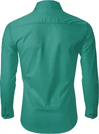 Stylish Green Cotton Blend Solid Long Sleeves Casual Shirt For Men-thumb2