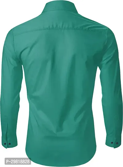 Stylish Green Cotton Blend Solid Long Sleeves Casual Shirt For Men-thumb3