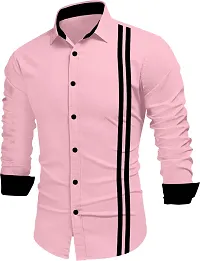 Stylish Pink Cotton Blend Solid Long Sleeves Casual Shirt For Men-thumb2