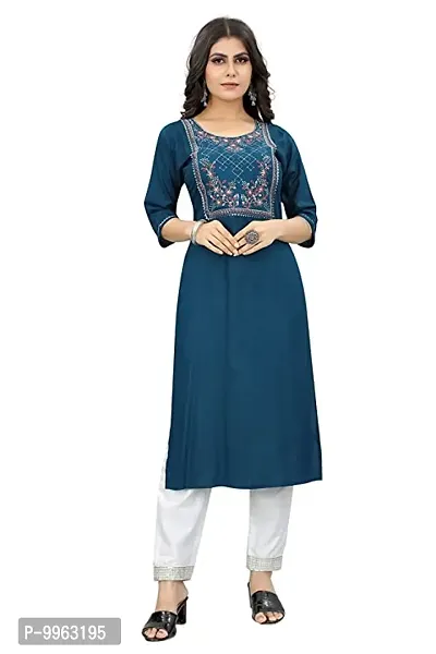 Beautiful Rayon Embroidered Kurta Bottom Set For Women