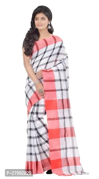 Beautiful Cotton Checked Women Saree with Blouse piece-thumb0