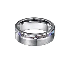 Qui Qui Men and Women's Stainless Steel Couple Rings Jewelry Band (US Size 7 And 9) (Silver Steel with Inlay)-thumb3