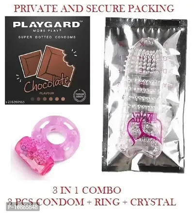 playgard choucolate 3pc with vibrater ring with crystel condom