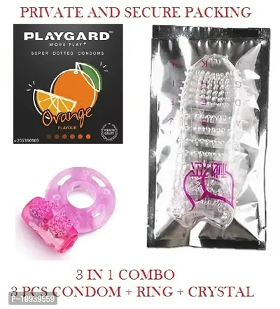 playgard orange 3pc with crystel condom with vibrater ring