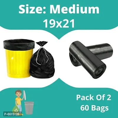 Premium Quality, Useful Garbage Bags / Dustbin Bag Medium Size 19 x 21 Inches Pack of 2 Roll (60 Bags)-thumb0
