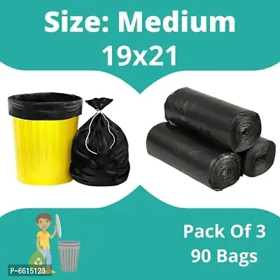 Quality Useful Garbage Bags Dustbin Bag Medium Size 19 X 21 Inches Pack Of 3 Roll 90 Bags