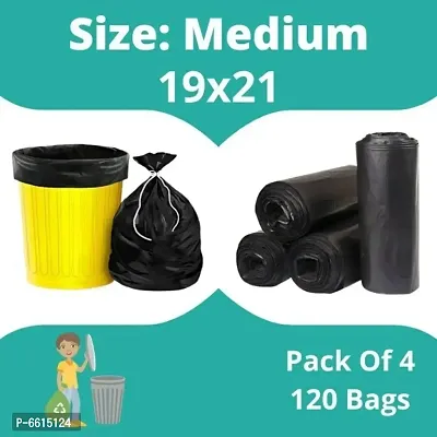 Quality Useful Garbage Bags Dustbin Bag Medium Size 19 X 21 Inches Pack Of 4 Roll 120 Bags-thumb0