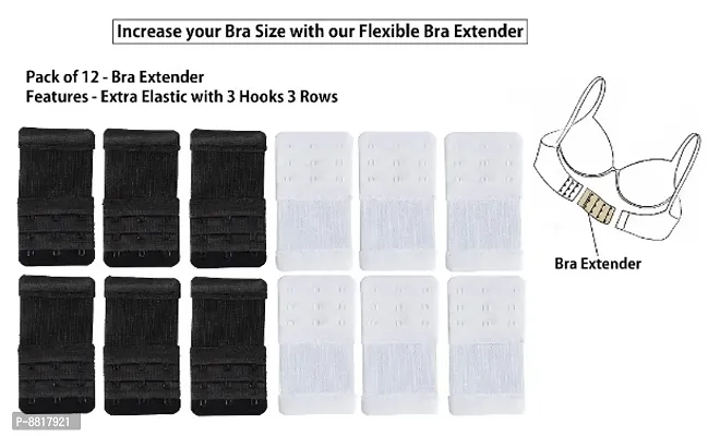 Buy Premium Bra Hook Extender-3 Hook 3 Eye Rows with Elastic (Pack of 12)  Online In India At Discounted Prices