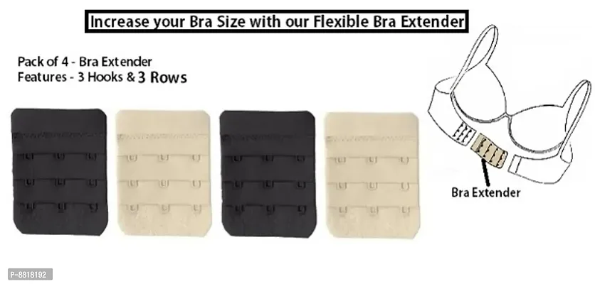 Buy Premium Bra Hook Extender-3 Hook 3 Eye Rows (Pack of 4) Online