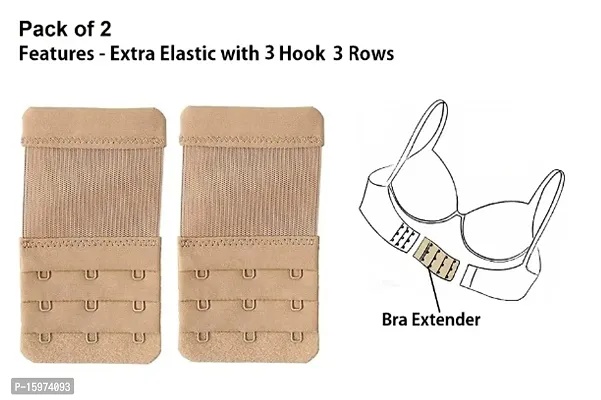 Buy Fine Womens Polyester Bra Hook Extender 3 Hook 3 Eye Rows with Extra  Elastic (Free Size) ndash; Pack 2 Online In India At Discounted Prices