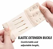Fine Womens Polyester Bra Hook Extender 3 Hook 3 Eye Rows with Extra Elastic (Free Size) ndash; Pack 2-thumb1