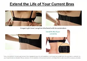 Fine Womens Polyester Bra Hook Extender 3 Hook 3 Eye Rows with Extra Elastic (Free Size) ndash; Pack 2-thumb3