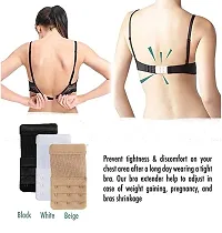 Fine Womens Polyester Bra Hook Extender 3 Hook 3 Eye Rows with Extra Elastic (Free Size) ndash; Pack 3-thumb1
