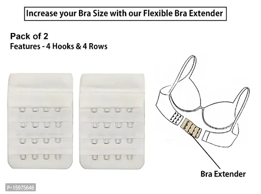 Womens Polyester Bra Hook Extender Fine Quality 4 Hook 4 Eye Rows (Free Size) ndash; Pack of 2-thumb0