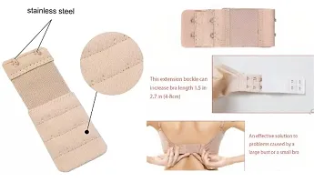 Womens Polyester Bra Hook Extender Fine Quality 2 Hook 3 Eye Rows with Extra Elastic (Free Size) ndash; Pack of 3-thumb2
