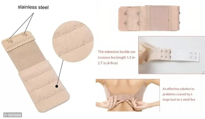 Womens Polyester Bra Hook Extender Fine Quality 2 Hook 3 Eye Rows with Extra Elastic (Free Size) ndash; Pack of 3-thumb3