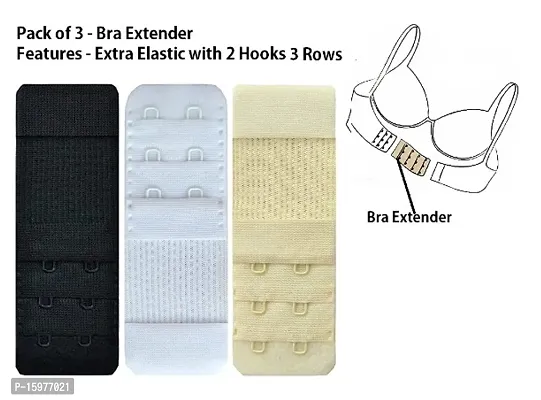 Mitzvah Womenrsquo;s Bra Hook Extender 2 Hook with 3 Eye Increase Bra Band Length Hook Extender - Pack of 3-thumb0