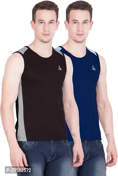 Stylish Multicoloured Polyester Round Neck Tees For Men Pack Of 2-thumb0