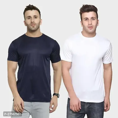 Stylish Multicoloured Polyester Round Neck Tees For Men Pack Of 2-thumb0