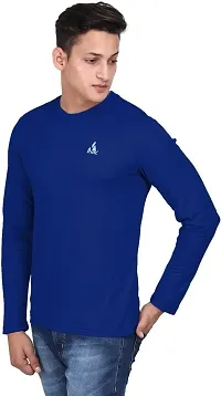 Stylish Blue Polyester Round Neck Tees For Men-thumb1