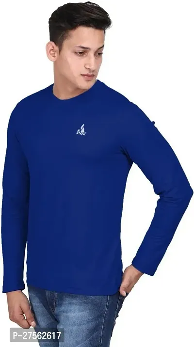 Stylish Blue Polyester Round Neck Tees For Men-thumb2