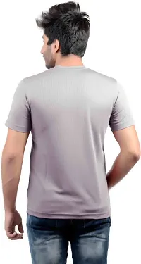 Stylish Grey Polyester V Neck Tees For Men-thumb4