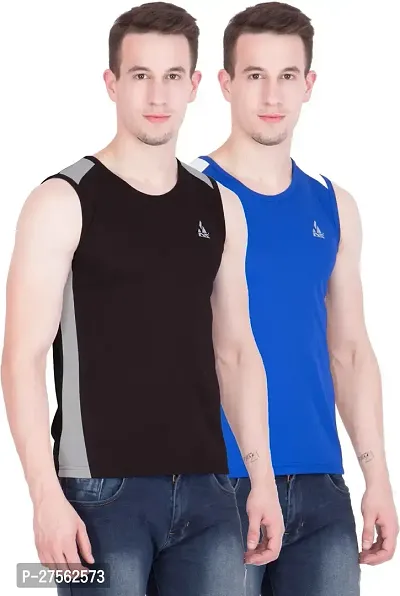 Stylish Multicoloured Polyester Round Neck Tees For Men Pack Of 2-thumb0