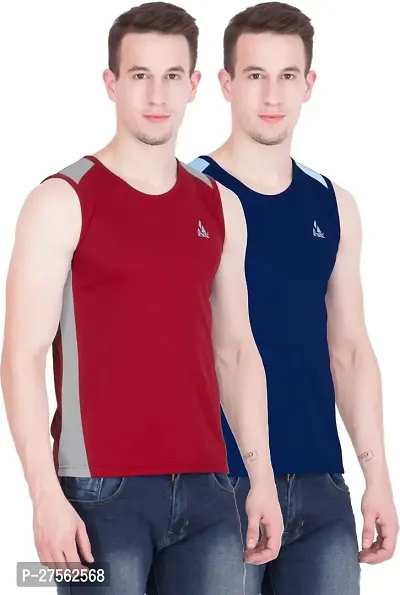 Stylish Multicoloured Polyester Round Neck Tees For Men Pack Of 2-thumb2