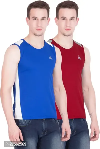 Stylish Multicoloured Polyester Round Neck Tees For Men Pack Of 2