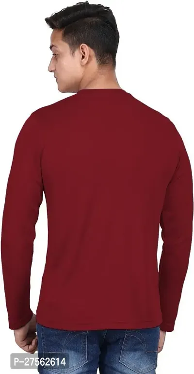 Stylish Maroon Polyester Round Neck Tees For Men-thumb5