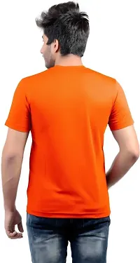 Stylish Orange Polyester V Neck Tees For Men-thumb4