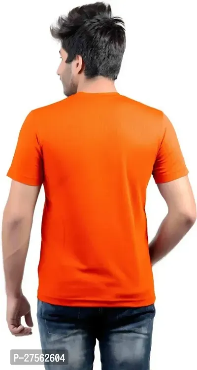 Stylish Orange Polyester V Neck Tees For Men-thumb5