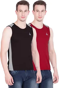 Stylish Multicoloured Polyester Round Neck Tees For Men Pack Of 2-thumb1