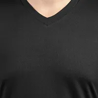 Stylish Black Polyester V Neck Tees For Men-thumb3