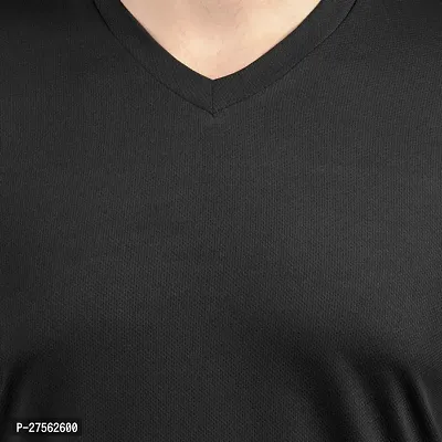 Stylish Black Polyester V Neck Tees For Men-thumb4