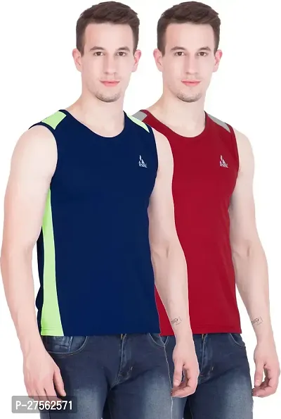 Stylish Multicoloured Polyester Round Neck Tees For Men Pack Of 2